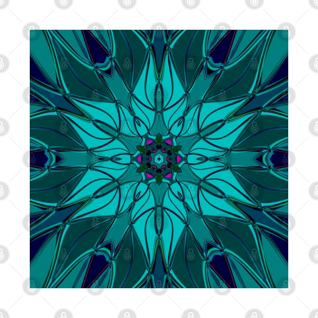 Cartoon Mandala Flower Blue by WormholeOrbital