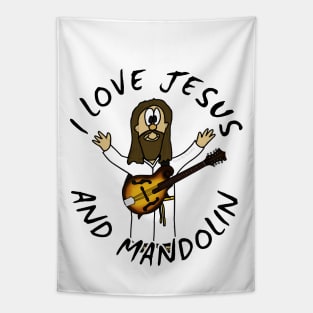 I Love Jesus And Mandolin Christian Worship Funny Tapestry