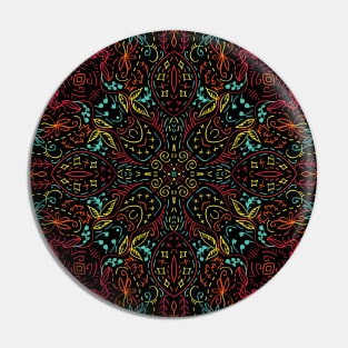Blue and red abstract flourish seamless kaleidoscope black background Pin