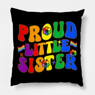 Proud Little Sister Groovy LGBTQ Sister Pillow