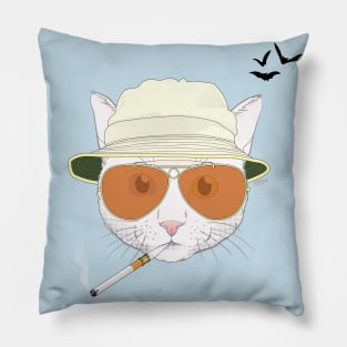 Fear and Loathing Cat - White Pillow