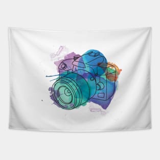 Watercolor dSLR on White Tapestry