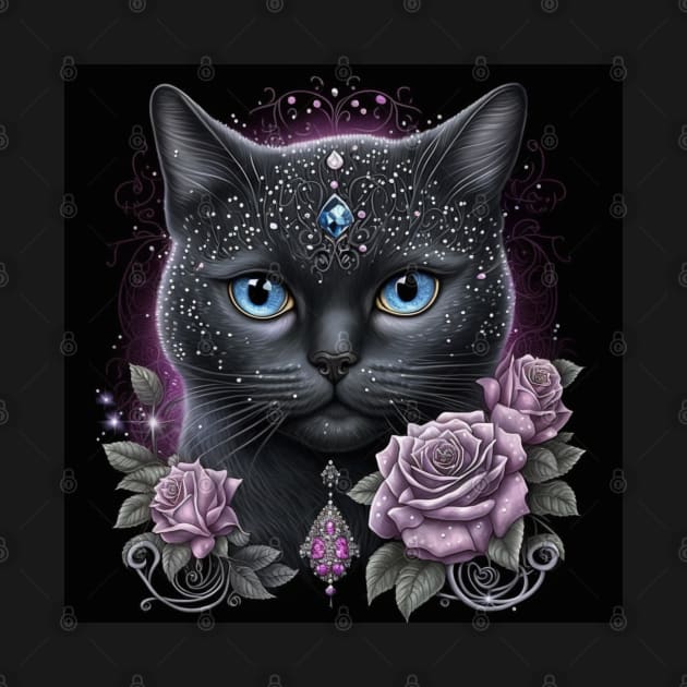 Crystal British Shorthair Black Cat by Enchanted Reverie