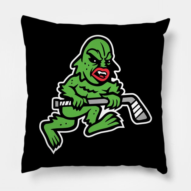 Universal Monster 'Creature From the Frozen Lagoon' Hockey Fan T-Shirt: Embrace Your Love for Hockey with a Monstrous Twist! Pillow by CC0hort