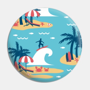 Enjoy Blue Surfing Cartoon Illustration V2 Pin