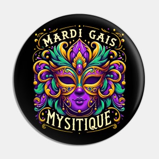 Mardi Gras Mystique Mask: Enchanting Carnival Elegance Pin