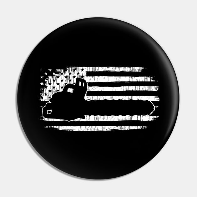 Chainsaw American Flag Arborist Pin by KAWAIITEE