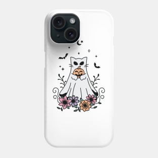 Halloween Floral Ghost Cat Phone Case