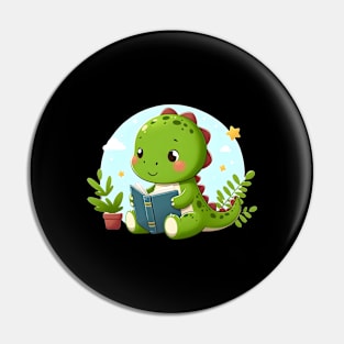 Dino reading book Pin