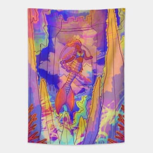 Mermaid and the castle Tapestry