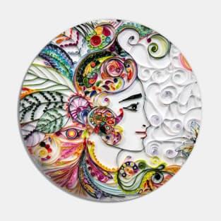 Quilled woman face Pin