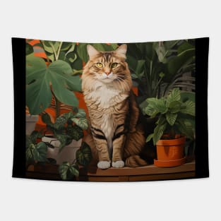 Purrfect Harmony: Cats and Plants Tapestry