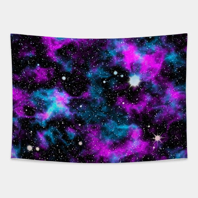 Neon Galaxy Deep Space Sky Tapestry by julieerindesigns