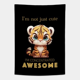 Tiger Concentrated Awesome Cute Adorable Funny Quote Tapestry