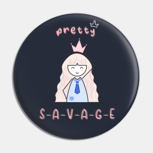 Aesthetic Pretty Savage Crown Girl Logo Design Pin