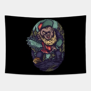 scary wood cutter illustration Tapestry