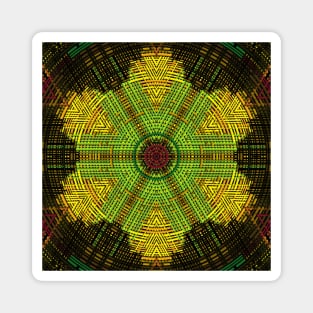 Weave Mandala Green Yellow and Red Magnet