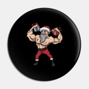Workout Lifting Lifter Santa Claus Gym Christmas Fitness Pin