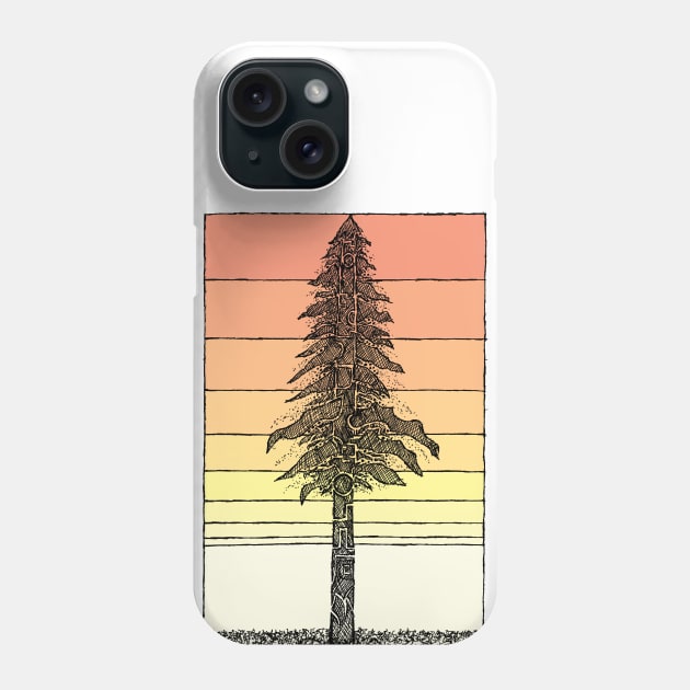 Coastal Redwood Sunset Sketch Phone Case by Hinterlund