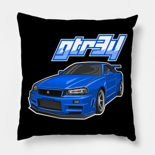 Blue gtr34 car Pillow