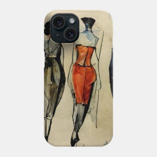 Fashion Sketches Watercolor 1950s Phone Case