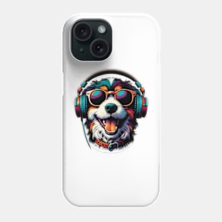 Barbet Smiling DJ with Headphones, Japanese Art Style Phone Case