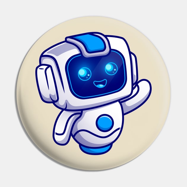 Cute Robot Waving Hand Cartoon Pin by Catalyst Labs