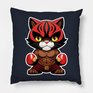 Cat boxer in red gloves Pillow