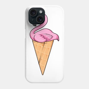 Flamingo with Waffle of Ice cream Phone Case