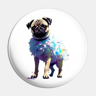 Flamingo Tutu Pug: The Pink and White Beauty Pin