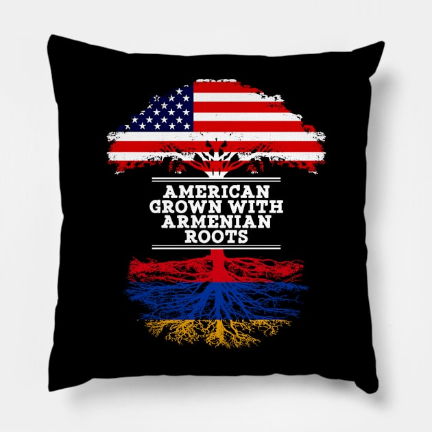 American Grown With Armenian Roots - Gift for Armenian From Armenia Pillow by Country Flags