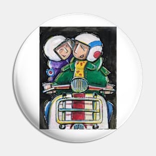 Retro Scooter, Classic Scooter, Scooterist, Scootering, Scooter Rider, Mod Art Pin