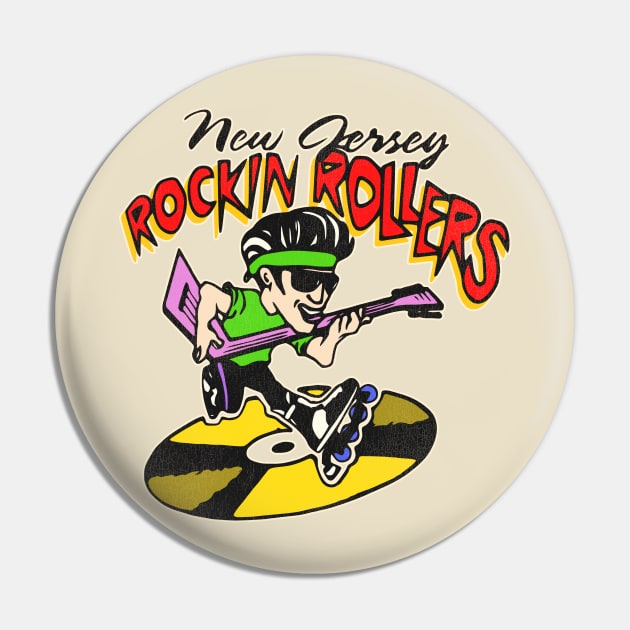 Retro Defunct New Jersey Rockin' Rollers Hockey Pin by darklordpug