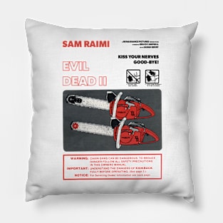 Evil Dead 2 Chainsaw Poster (Black Text) Pillow