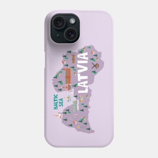 Latvia Illustrated Map Phone Case