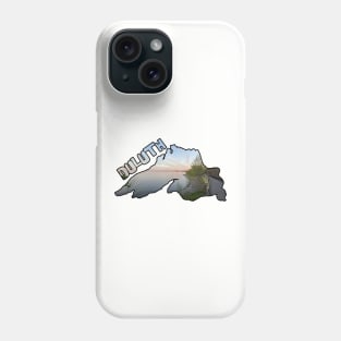 Lake Superior Outline (Aerial Lift Bridge & Duluth's Lakewalk) Phone Case