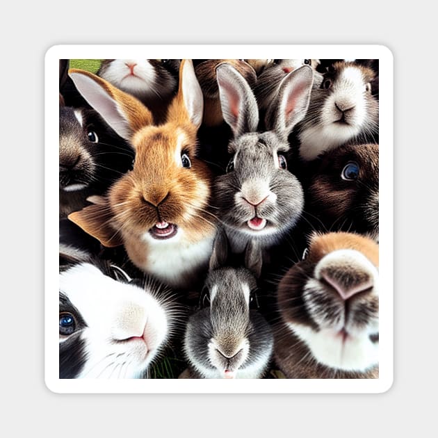 Rabbit Bunny Wild Nature Funny Happy Humor Photo Selfie Magnet by Cubebox