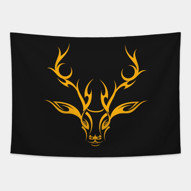 Tribal Stag in Yellow Tapestry by CreativeByDesign