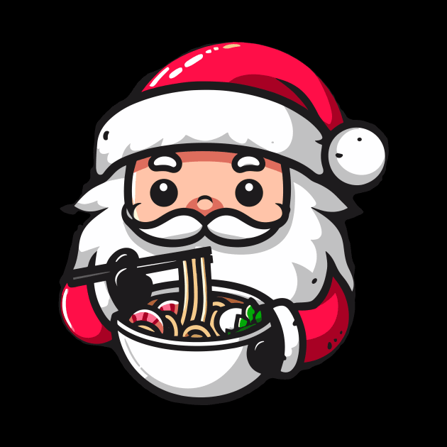 Cartoon Santa Eating Ramen by Rizstor