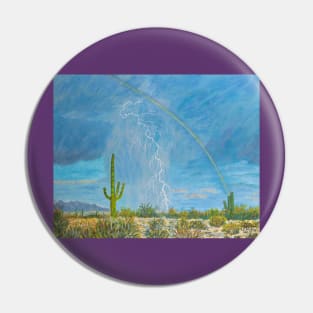 The rainbow and lightning in Arizona desert Pin