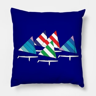 Sunfish Sailboats Racing Pillow