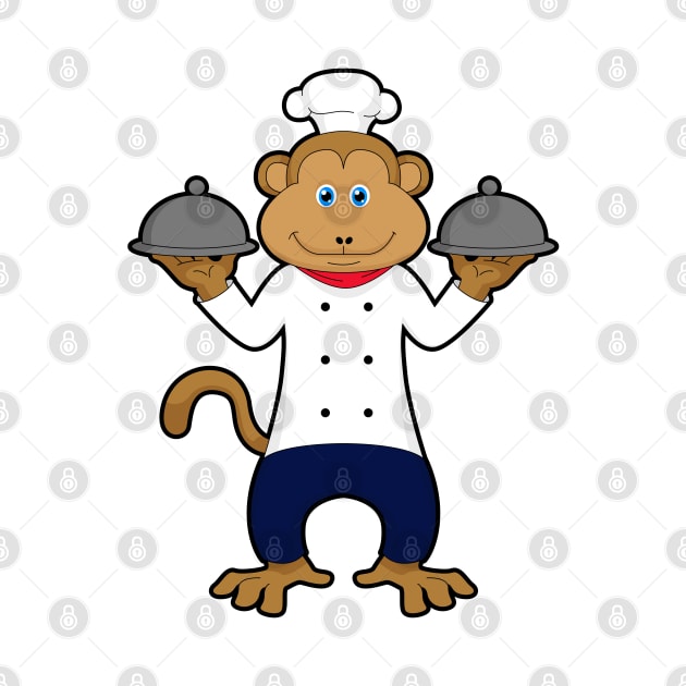 Monkey as Cook with Serving plates by Markus Schnabel