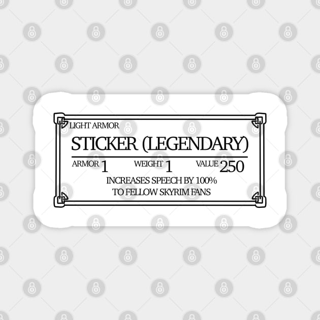 Skyrim Legendary Sticker Magnet by SentABearToSpace 