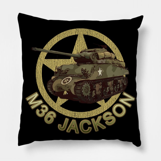 M36 Jackson WW2 American Tank Destroyer Pillow by F&L Design Co.