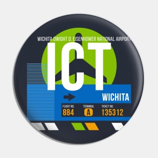 Wichita (ICT) Airport // Retro Sunset Baggage Tag Pin