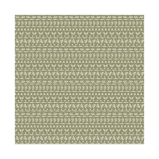 Boho Tribal Geometric Pattern Olive by sziszigraphics