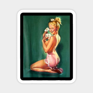 Sexy Pin Up Girl Playing Cards Magnet