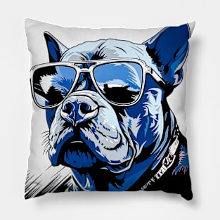 Pitbull Pride with blue glasses Pillow