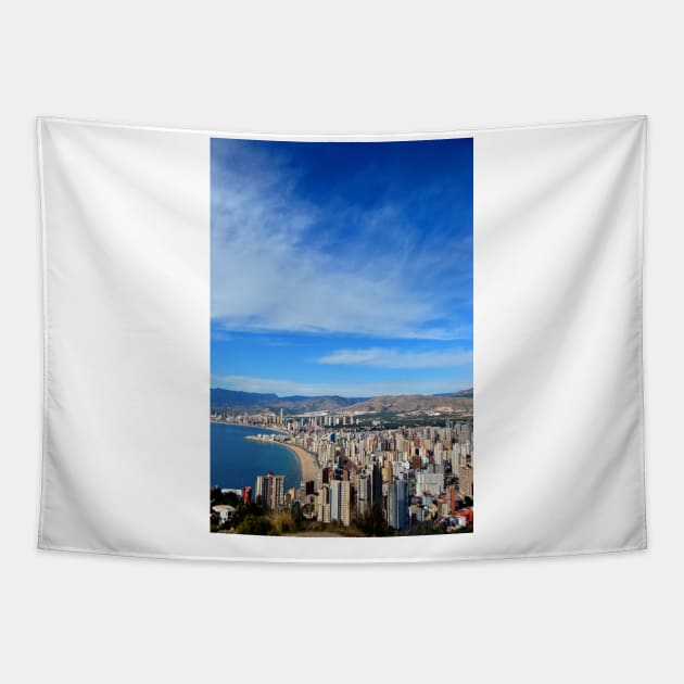 Benidorm Skyline Cityscape Costa Blanca Spain Tapestry by AndyEvansPhotos