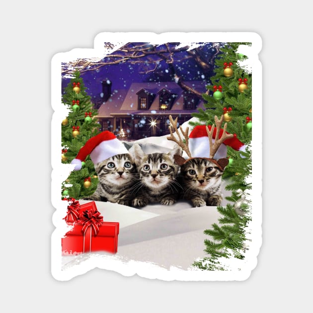 Christmas Cat Kitten Magnet by Random Galaxy